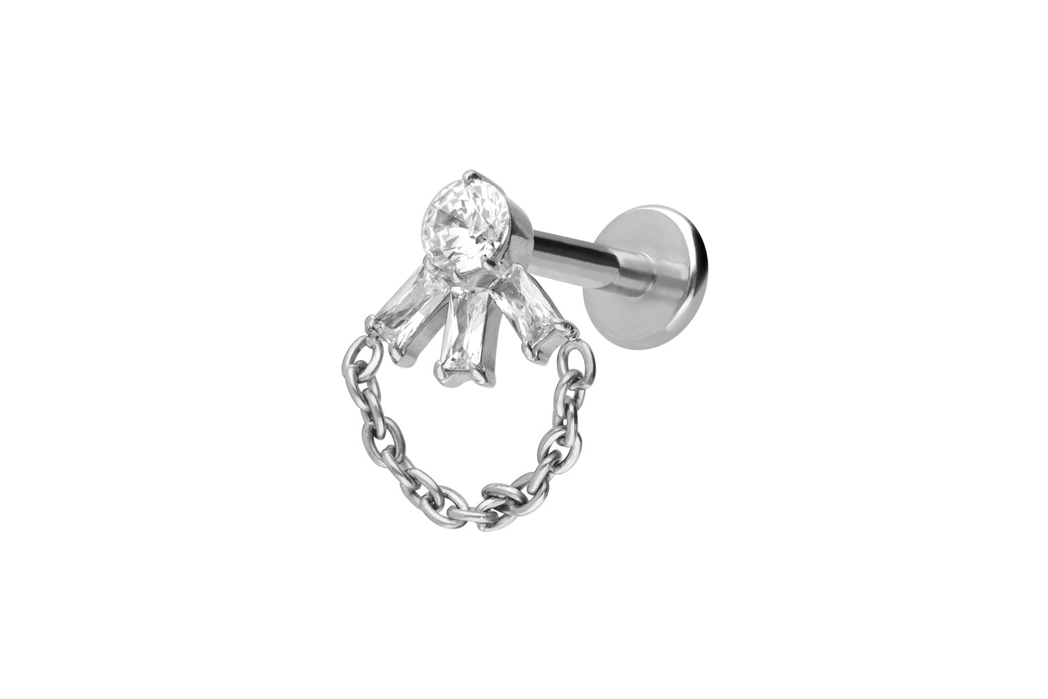 Titan Labret Piercing mit Innengewinde LOTUSBLÜTE + KETTE